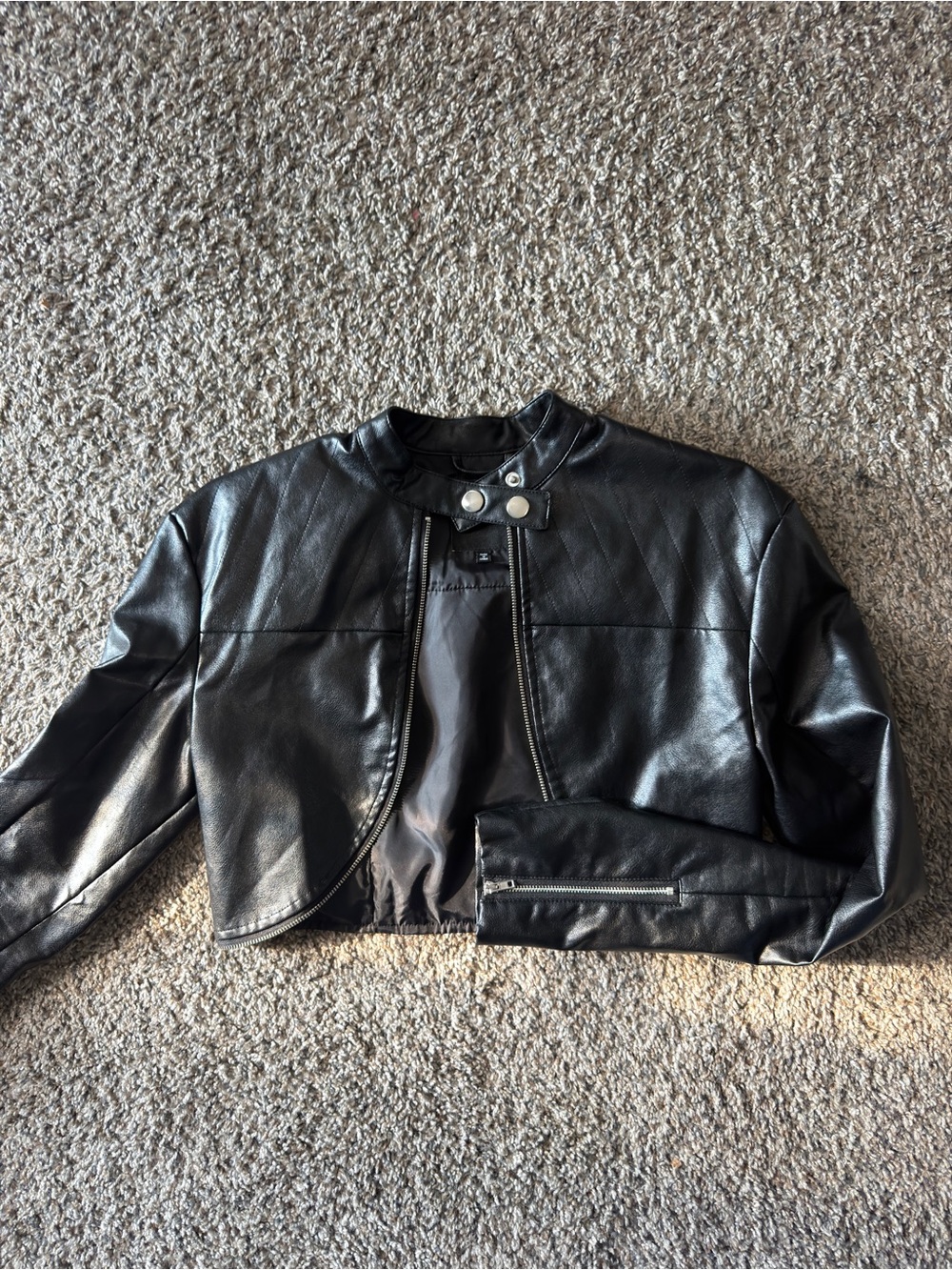 Fashion Nova Black Cropped Faux Leather Jacket